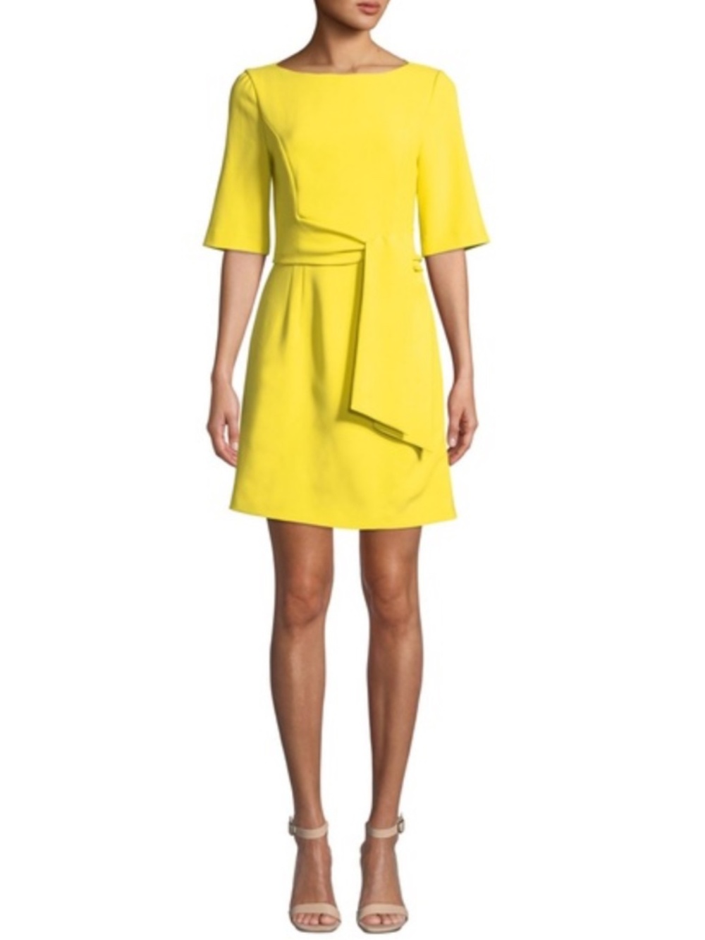 NWT Alice + Olivia Virgil Boat Neck Wrap Dress in Canary Yellow: Size 2